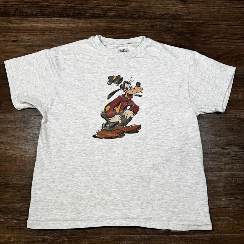 Vintage Disney Store Goofy T Shirt Mens Large Gray Graphic Tee Made USA 90s